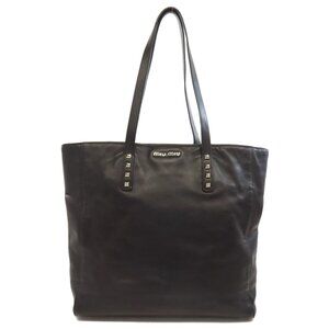 MIUMIU Black Studded Leather Tote Bag